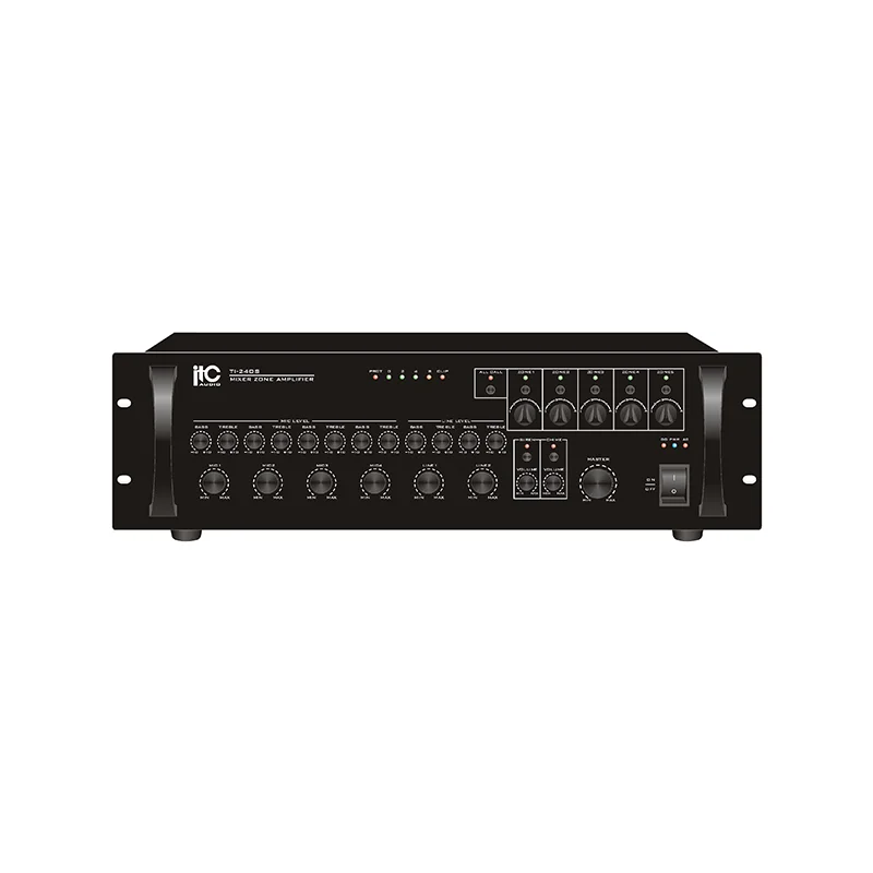 ITC TI-240S Микширующий усилитель, 5-ти зональный 240Вт (240В, 2 линейных/4 микрофонных входа, 5 уро