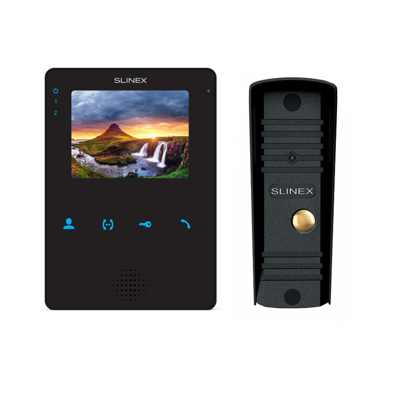 Комплект домофона SLINEX MS-04 Черный + Панель вызова ML-16HR BLACK