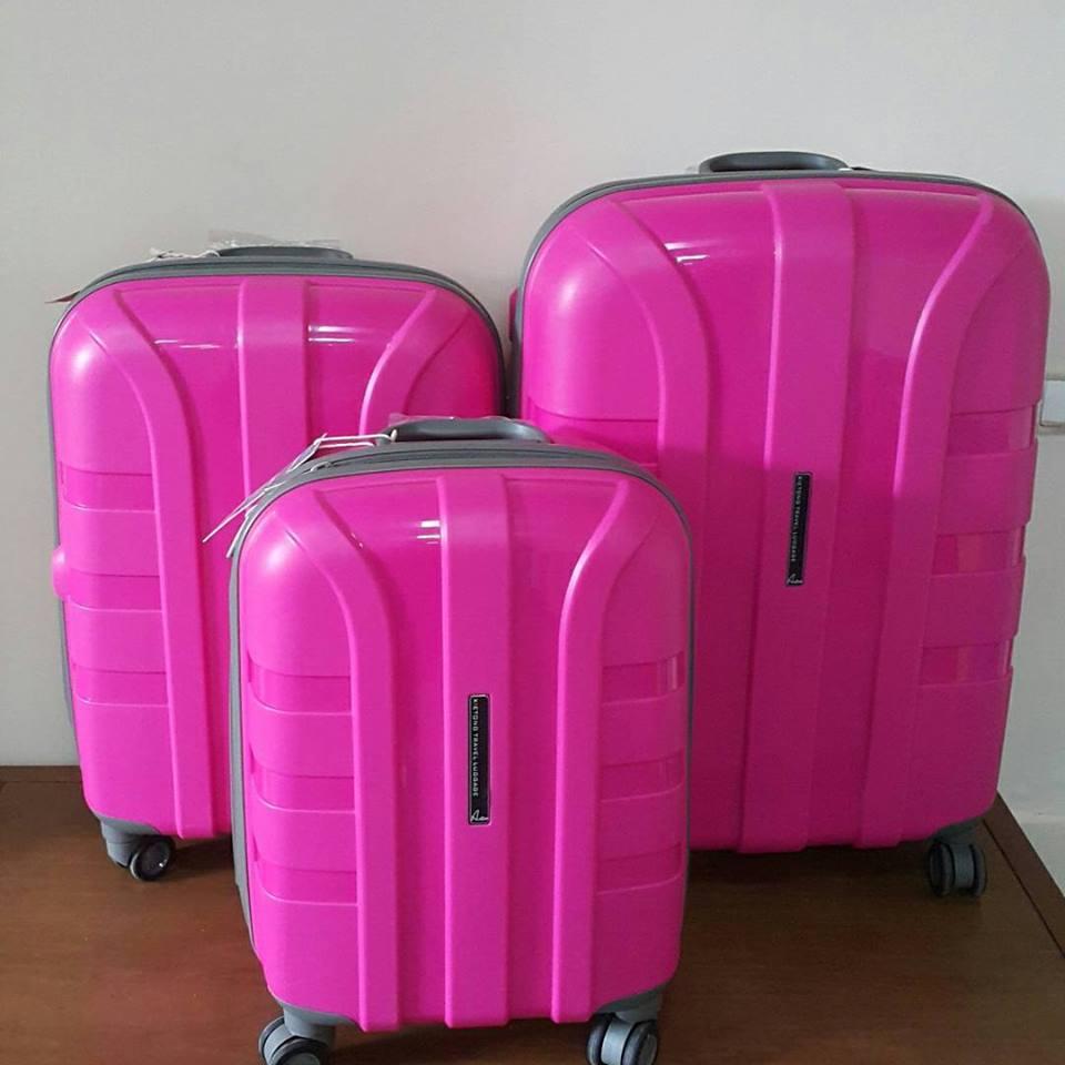 Ярко-розовый пластиковый чемодан малый "Aotian"