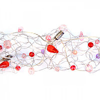 Гирлянда 1х0,05м теплобелая Жемчуг и Бриллианты розово-красные кабель прозрачный 2м 137-45