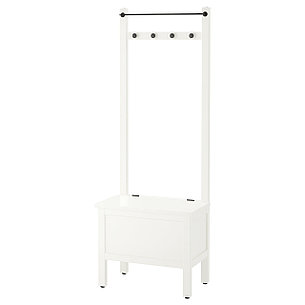 Скамья с ящиком/штанга и 4 крючка ХЕМНЭС белый ИКЕА, IKEA, фото 2