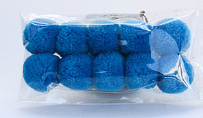 Помпоны декоративные из акриловой пряжи, 2 см, голубые