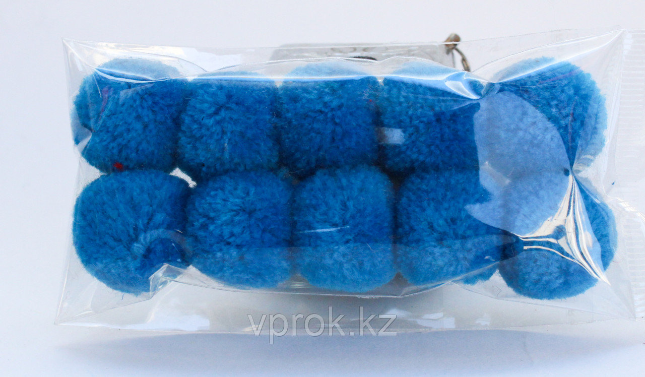 Помпоны декоративные из акриловой пряжи, 2 см, голубые - фото 1 - id-p57945602