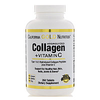 Коллаген Гидролизованные коллагеновые пептиды + витамин С, тип 1 и 3, 6000 мг, 250 таблеток