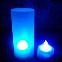 Светодиодная свеча LED Candle [2шт.] (Синяя со стаканом)