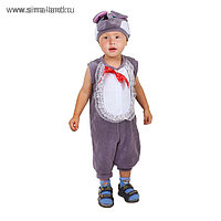 Карнавальный костюм для мальчика от 1,5-3-х лет "Мышонок", велюр, комбинезон, шапка