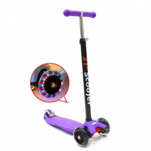 Самокат трехколесный 21st scooter maxi со светящимися колесами 21vek фиолетовый