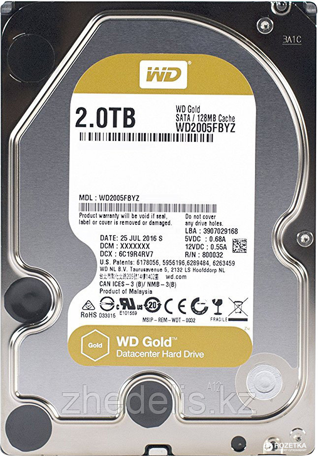 Жесткий диск WD GOLD WD2005FBYZ 2000ГБ 3,5" 7200RPM 128MB 512E (SATA III)