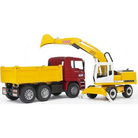 Bruder Игрушечный Самосвал MAN с колёсным экскаватором Liebherr (Брудер)