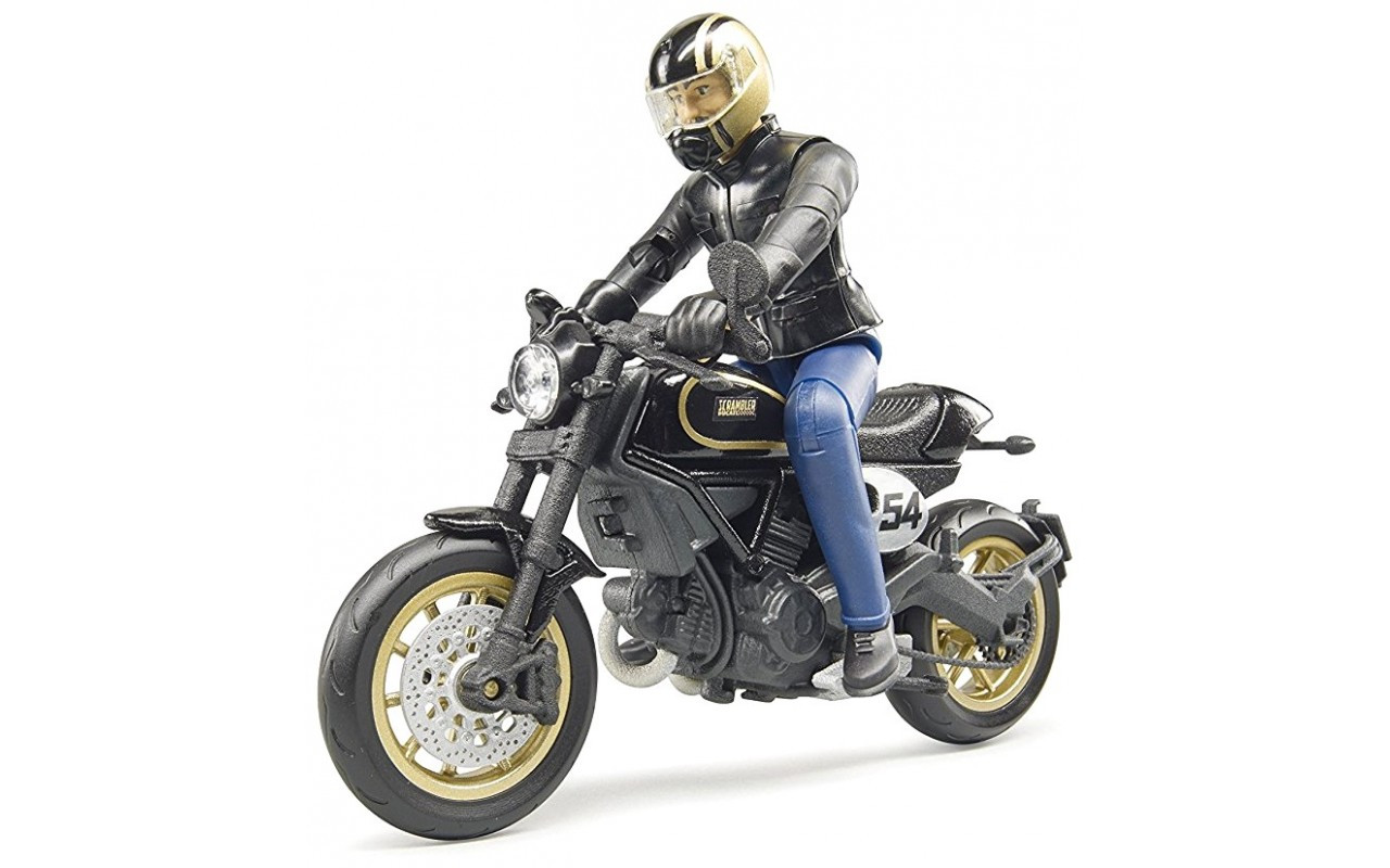 Bruder Мотоцикл Scrambler Ducati Cafe Racer с мотоциклистом
