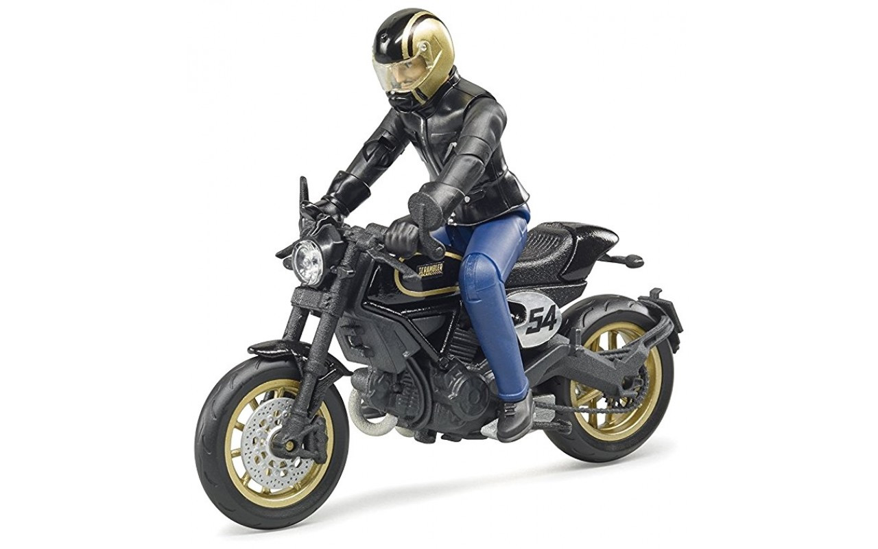 Bruder Мотоцикл Scrambler Ducati Cafe Racer с мотоциклистом