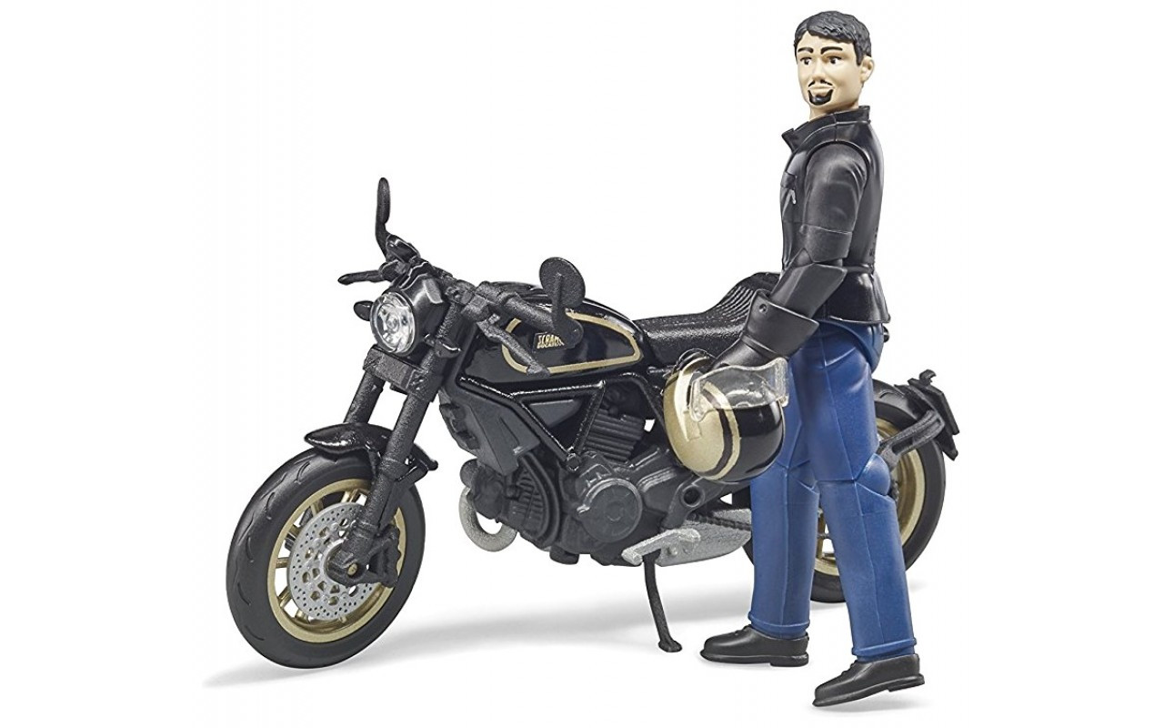 Bruder Мотоцикл Scrambler Ducati Cafe Racer с мотоциклистом