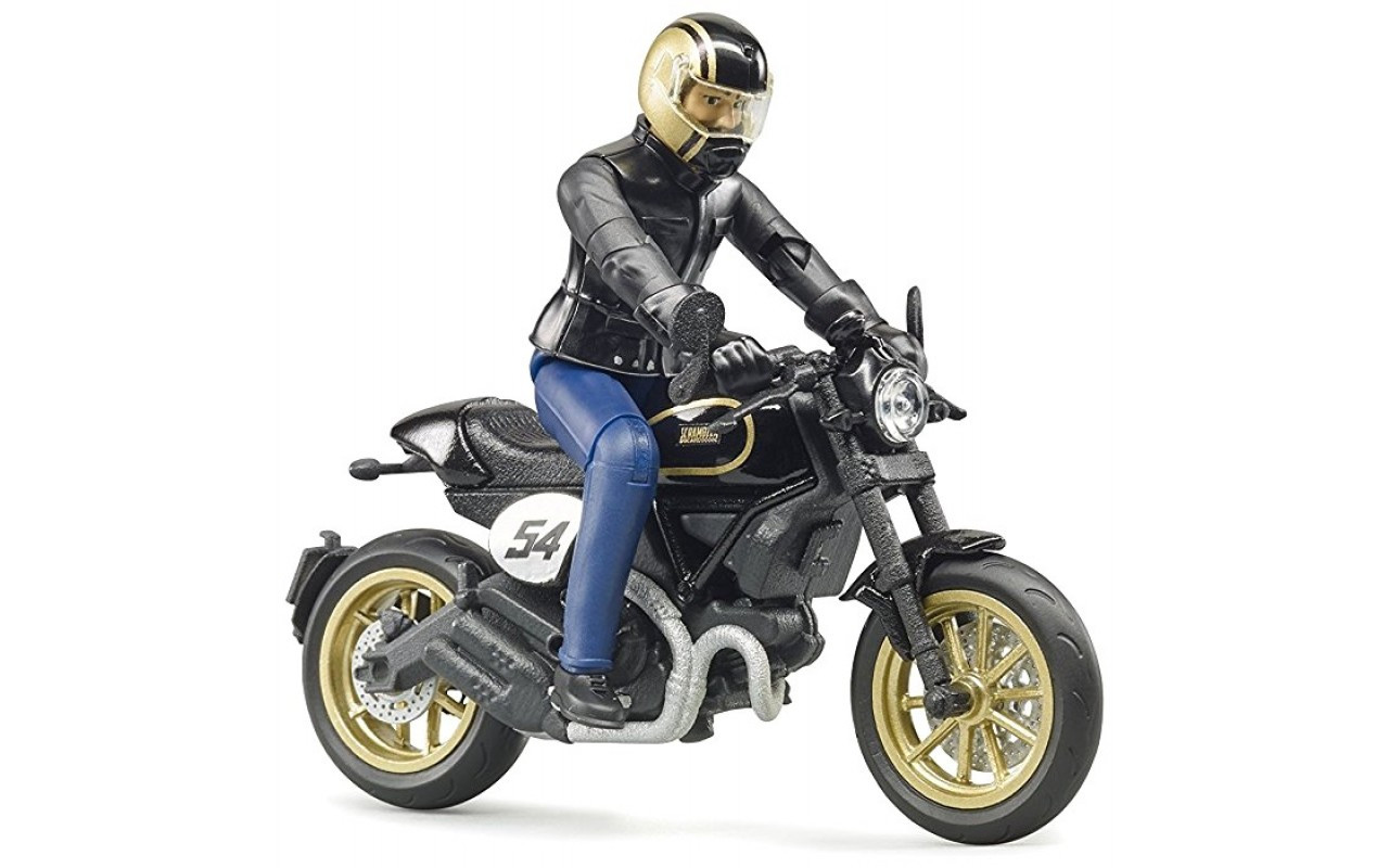 Bruder Мотоцикл Scrambler Ducati Cafe Racer с мотоциклистом