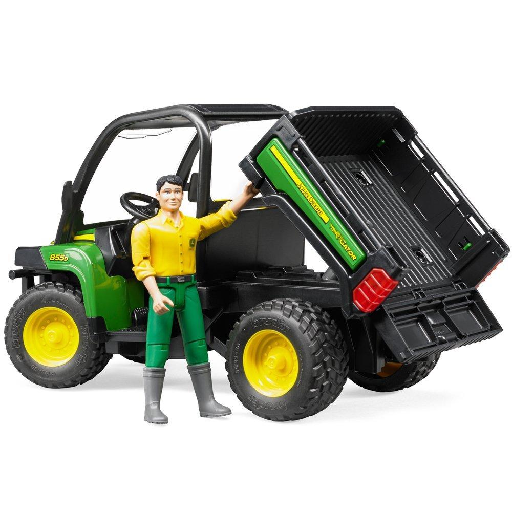 Мини-самосвал Bruder John Deere Gator XUV 855D с фигуркой водителя, 107 мм