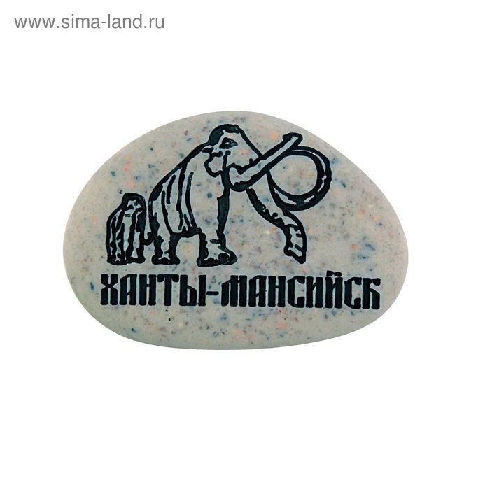 Магнит в форме гальки с гравировкой "Ханты-Мансийск. Мамонты"