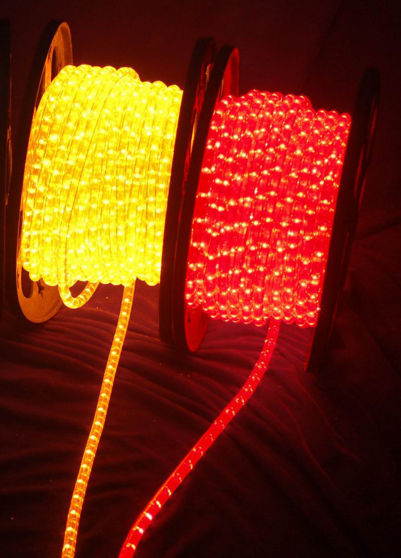 LED Дюралайт плоский 3-х жильный желтый, красный
