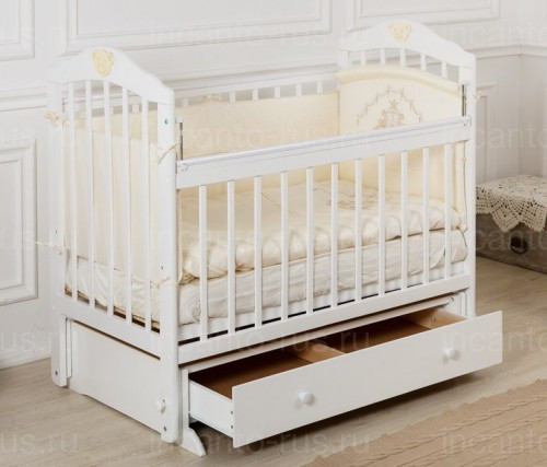 Кровать детская Incanto "Pali", (белая), с мишкой, маятник (поперечный) - фото 1 - id-p58040985
