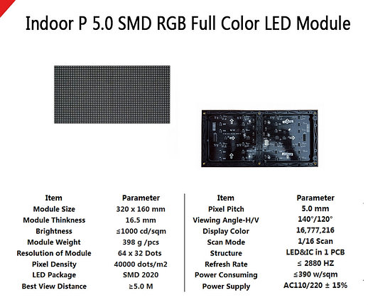 LED светодиодный модуль (внутренний) SMD, P5, 320*160mm, фото 2