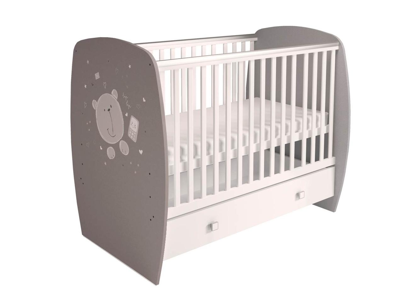 Кровать детская Polini kids "French 700", Teddy, белый-серый, фото 1