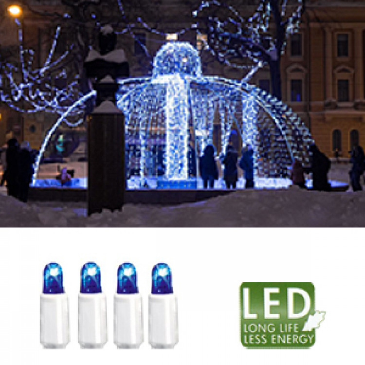 Гирлянда цепочка 3м голубая кабель белый дополнительная 30диодов LED outdoor 466-09-3