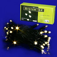 Гирлянда цепочка 5м теплобелая кабель черный 5м стартовая 49диодов LED System 24 outdoor 492-00