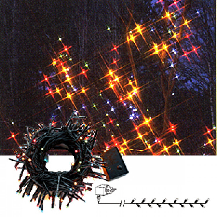 Гирлянда цепочка 5,95м разноцветная кабель черный 5,15м 8функций 120ламп EXPO outdoor 485-02