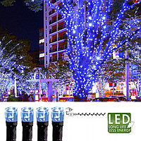 Гирлянда цепочка 7,0м голубая кабель черный 10м 120диодов 8функций LED outdoor 498-49