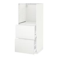 МЕТОД / МАКСИМЕРА Высокий шкаф с 2 ящиками д/духовки, белый, Воксторп матовый белый белый, фото 1