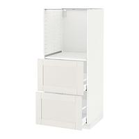 МЕТОД / МАКСИМЕРА Высокий шкаф с 2 ящиками д/духовки, белый, Сэведаль белый, фото 1