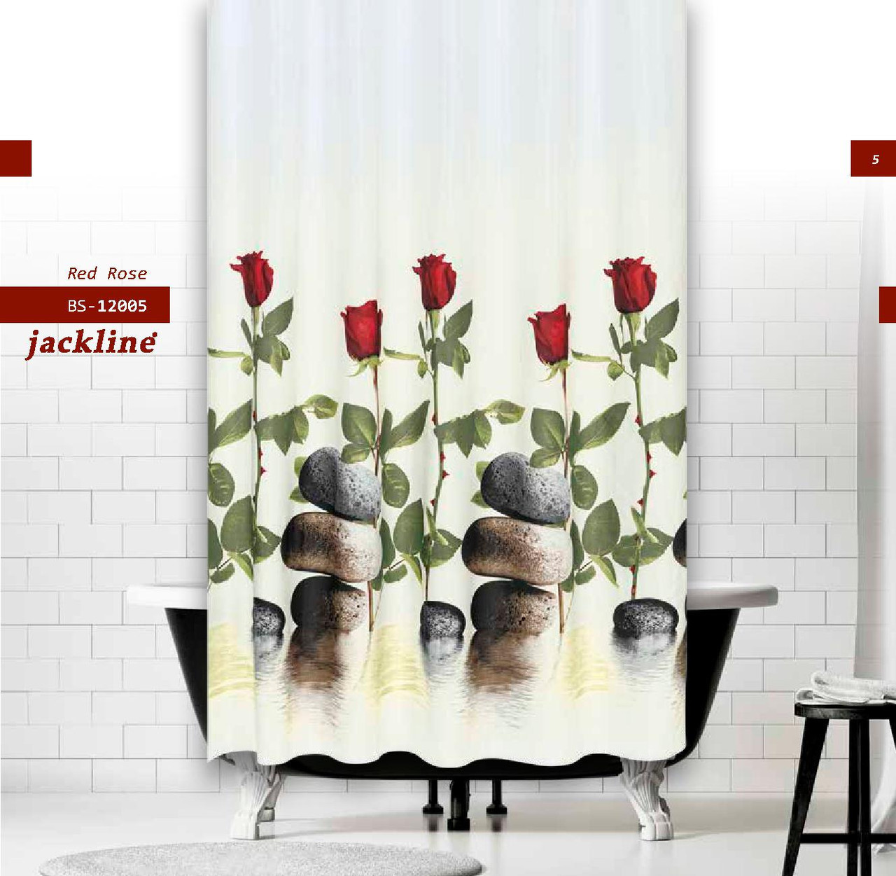 Водонепроницаемая тканевая шторка для ванной Jackline Красные розы 180x200 см