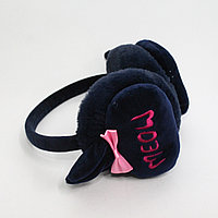 Меховые наушники (шапка на уши) "Meow", черно-розовые