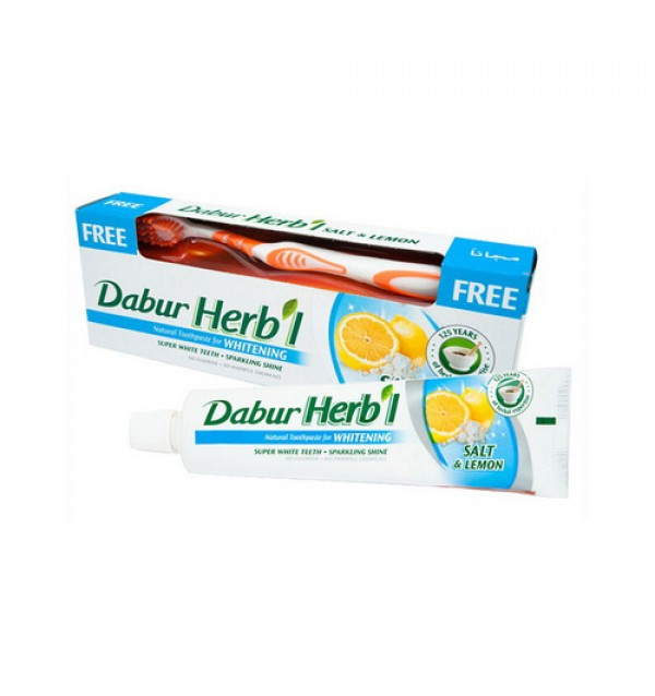 Зубная паста Dabur herbal whitening salt & lemon + зубная щетка