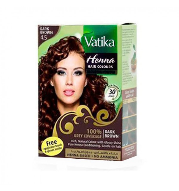 Хна для окрашивания волос Vatika Henna Dark Brown (темно-коричневая) - фото 1 - id-p58152238
