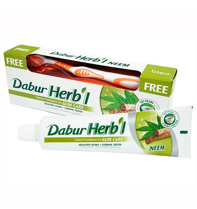 Зубная паста Dabur Herbal Neem + щетка в подарок, фото 2