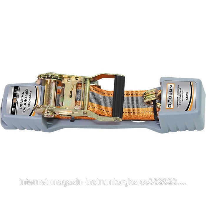 Ремень багажный с крюками, 0,038х5м, храповый механизм Automatic// Stels