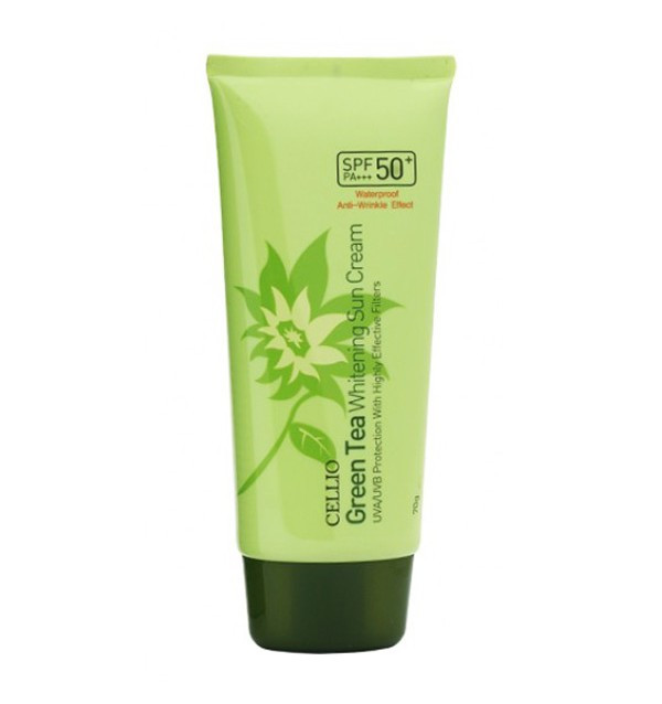 Солнцезащитный крем с зеленым чаем Cellio Green Tea Whitening Sun Cream SPF50+/PA++++ (70 мл)