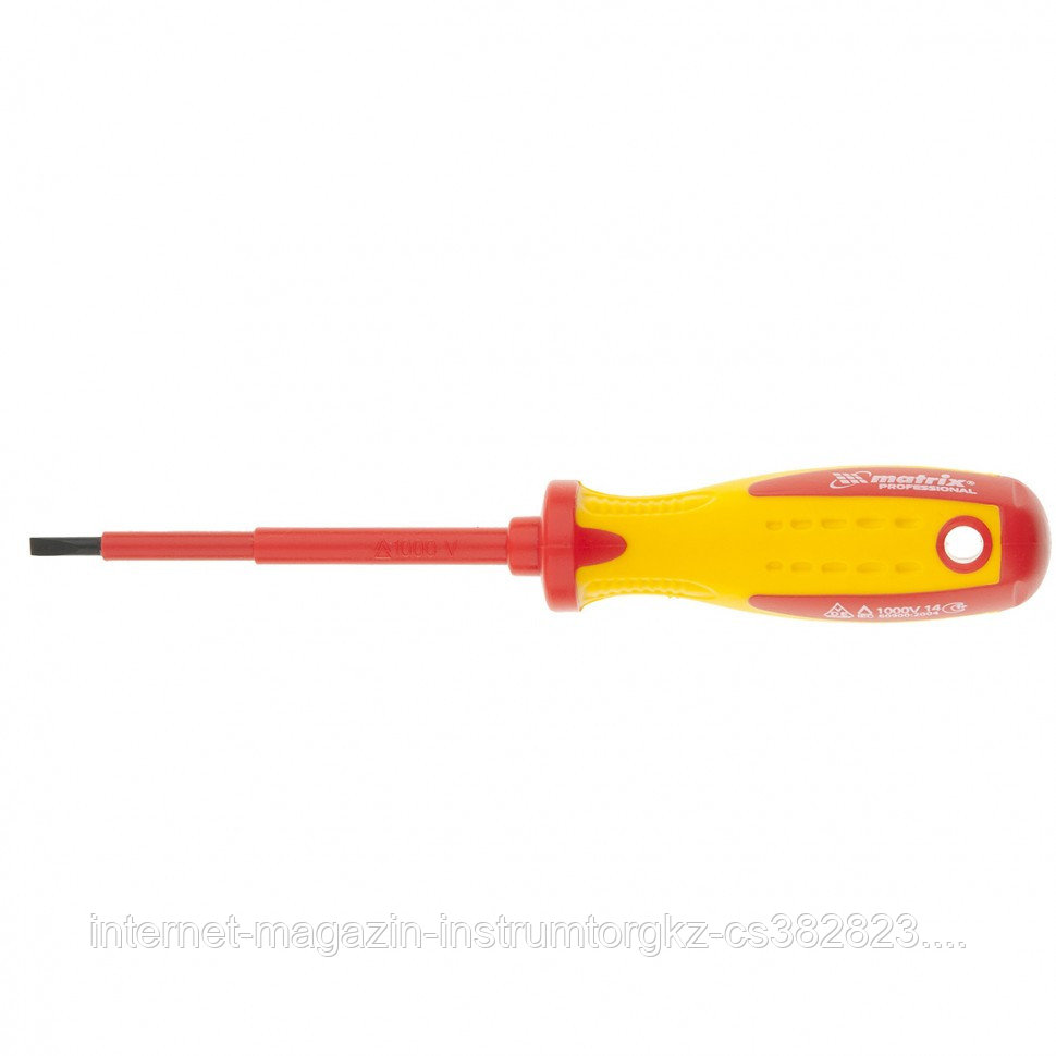 Отвертка Insulated, SL4,0 x 100 мм, CrMo, до 1000 В, двухкомп.рукоятка// Matrix