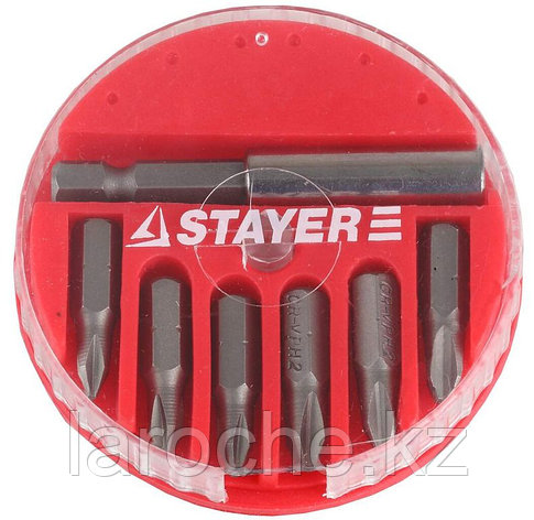 Набор STAYER Биты "MASTER" с магнитным адаптером в круглом мини-боксе, PH1 (2шт), PH2 (3шт), PH3 (1шт), 7 пред, фото 2
