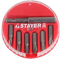 Набор STAYER Биты "MASTER" с магнитным адаптером в круглом мини-боксе, PZ1 (2шт), PZ2 (3шт), PZ3 (1шт), 7 пред