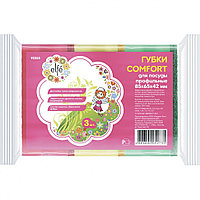 Губки для посуды профильные Comfort, 85*65*42 мм, 3 шт., Россия// Elfe