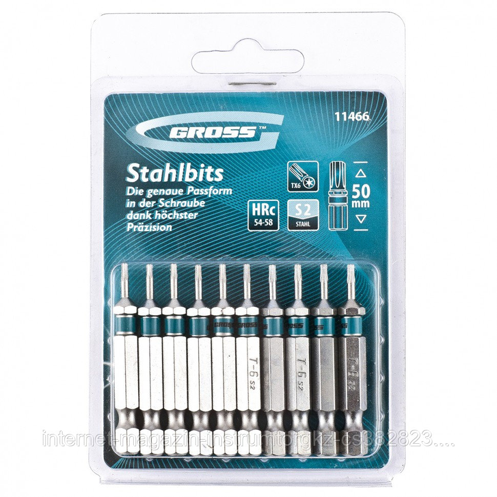 Набор бит TORX 6х50, сталь S2, 10 шт.// Gross