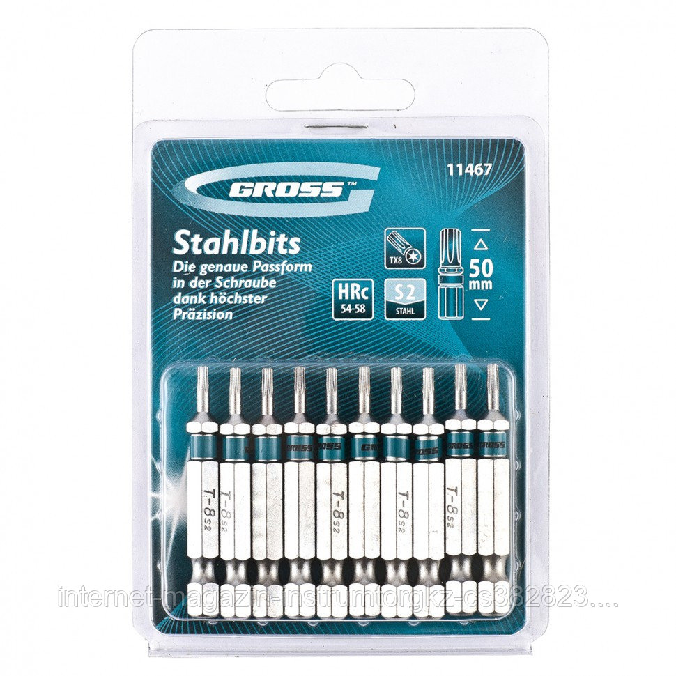 Набор бит TORX 8х50, сталь S2, 10 шт.// Gross