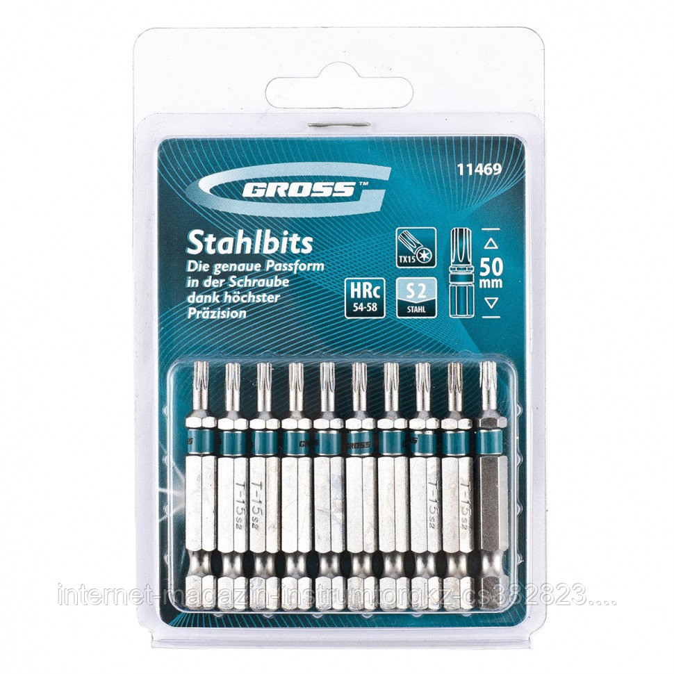 Набор бит TORX 15х50, сталь S2, 10 шт.// Gross