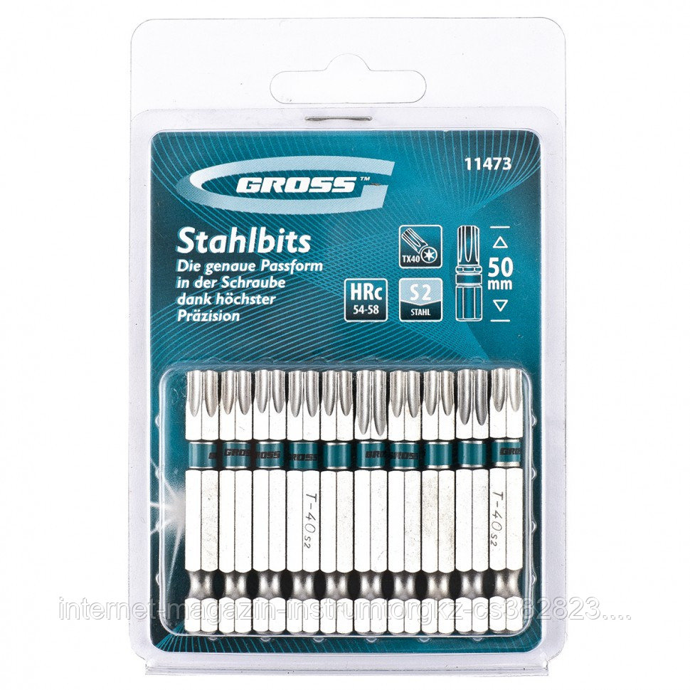Набор бит TORX 40х50, сталь S2, 10 шт.// Gross