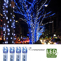 Гирлянда цепочка 16м -голубая кабель прозрачный 10м 160диодов LED outdoor 499-39