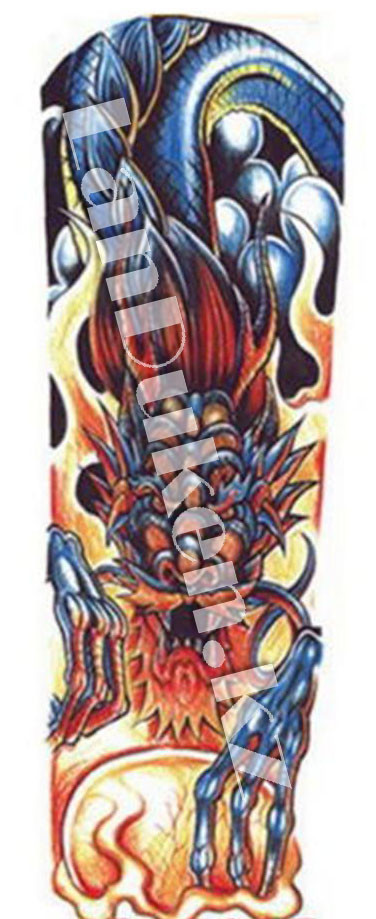 Временное тату полный рукав с узором Дракона разноцветный QB-3005 15х43 см