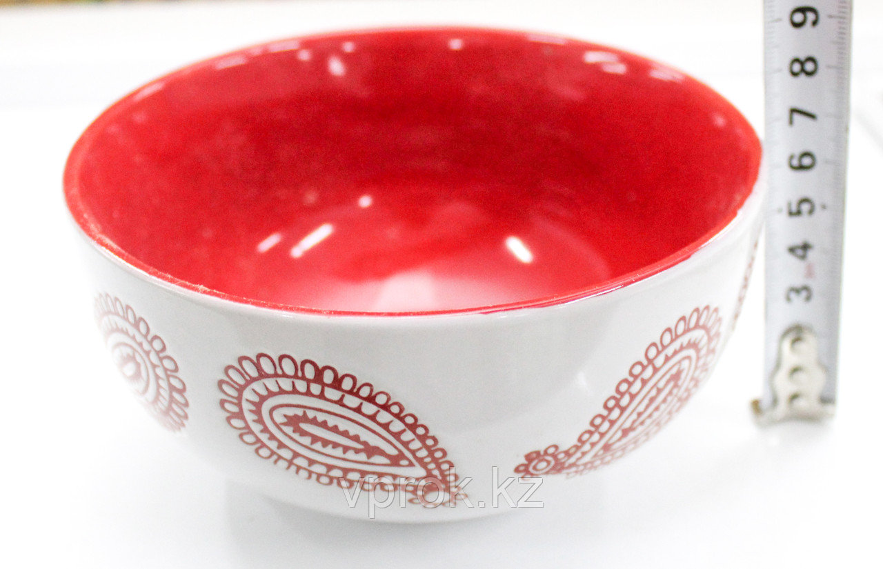 Керамическая супница, бело-красная, D 13 см - фото 2 - id-p58254149