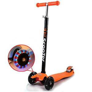 Самокат трехколесный 21st scooter maxi со светящимися колесами 21vek оранжевый