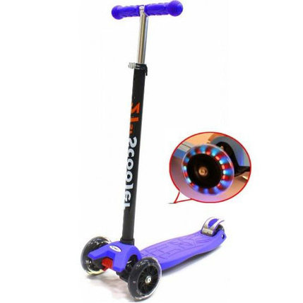 Самокат трехколесный 21st scooter maxi со светящимися колесами 21vek синий, фото 2