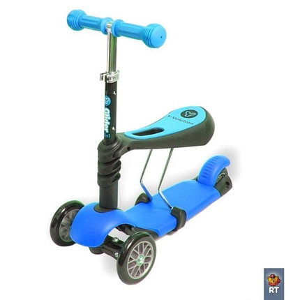 Самокат Scooter трехколесный 3 в 1 голубой, фото 2
